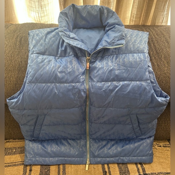 Dior Other - Dior Blue Oblique Gillet Puffer Vest - Authentic Size 52 Excellent Condition
